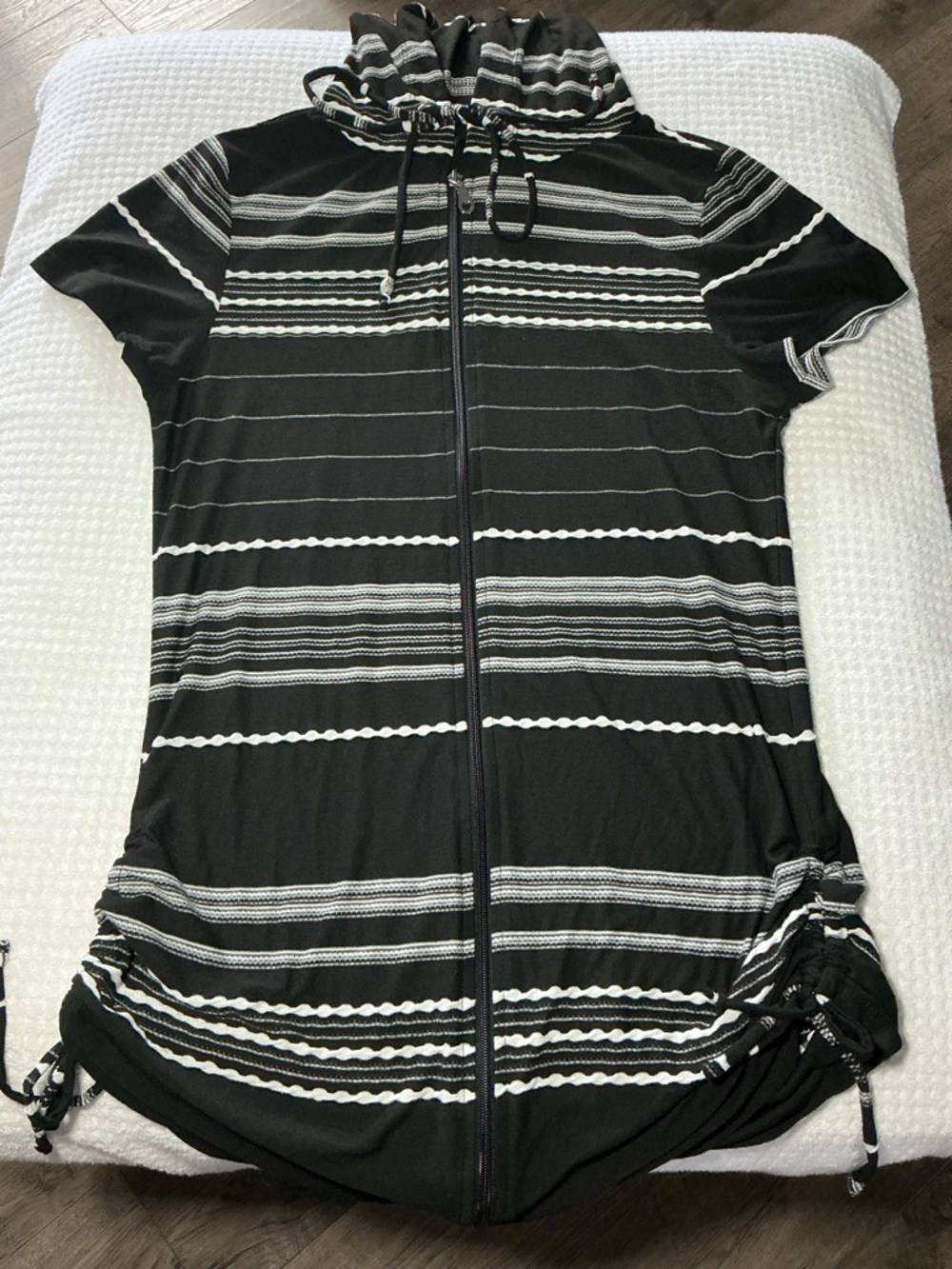 Dotti Monochrome Striped Hooded Swim Coverup
